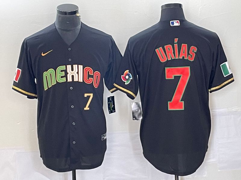 Men 2023 World Cub Mexico #7 Urias Black Nike MLB Jersey style 91835